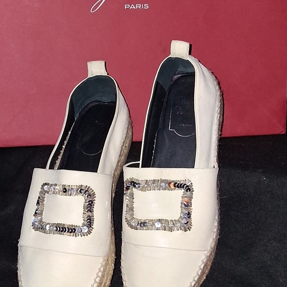 Roger Vivier Cream Espadrilles with Sparkling Buckle - Picture 3 of 3